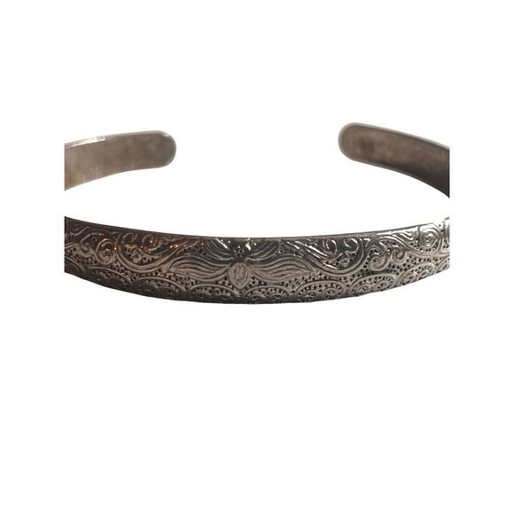 Hand Crafted Vtg Sterling Silver 925 Floral Designer Cuff Bracelet